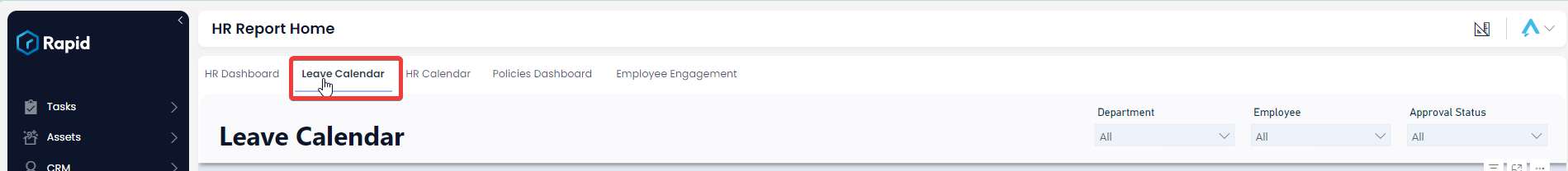 A screenshot that shows how to use the tab strip navigate to the HR Leave Calendar